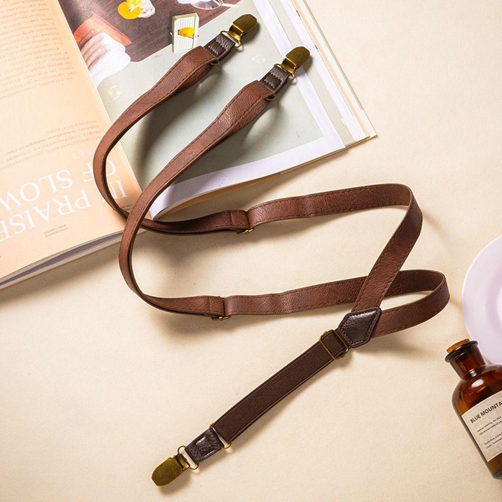 Elastic Strap Y-Type Suspenders 4 Clips Stripe Suspenders Fashion Metal Clip Suspenders Gift Idea
