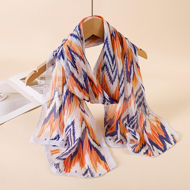 New Fashion Luxury Print Design Women Silk Scarf Shawl Elegant Headscarf Hijabs Chiffon Muslim Wrap Scarves