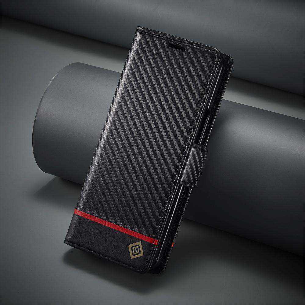 Carbon Fiber PU Leather Flip Wallet with Card Holder Phone Case For Samsung Galaxy Z Fold 7 6 5 4 3 Fold7 Fold6 Fold5 Fold4 5G