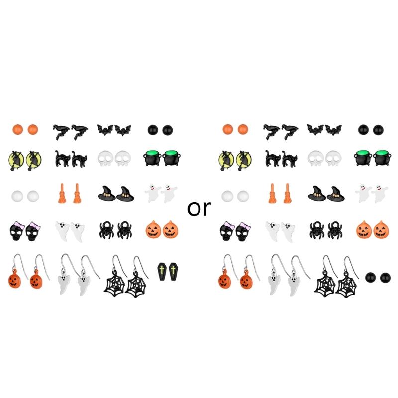 

20 Pairs European and American for Creative Fashion Personality Halloween Earrings Horror Skull Alloy Earrings Small Jew 1