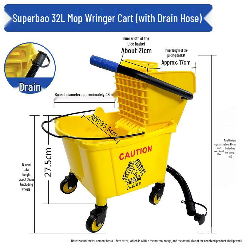White Cloud Heavy-Duty Hands-Free Mop Bucket with Squeeze Water Extractor