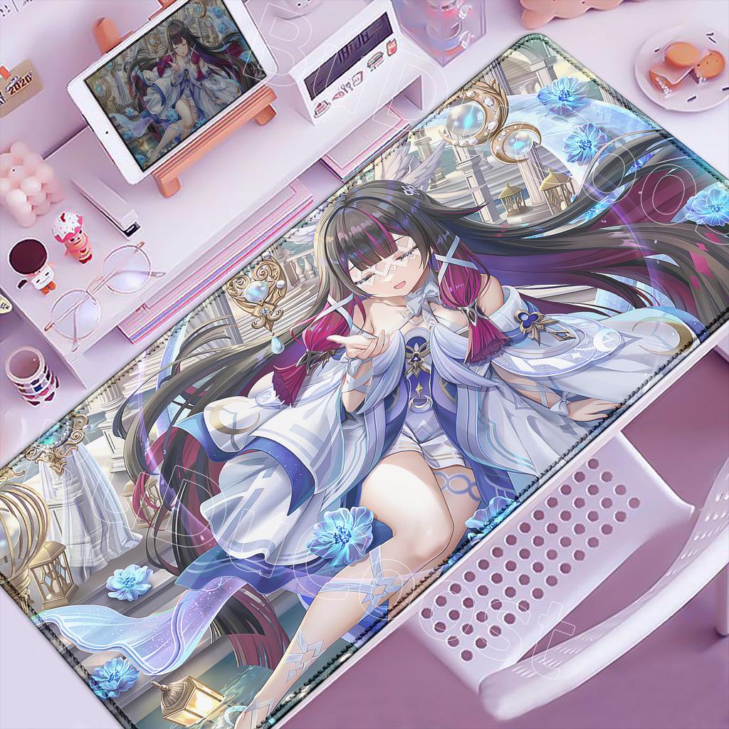 Anime Cute Columbina Mousepad Non-slip Rubber Gaming Genshin Impact Mouse Pad Keyboard Mat Computer PC Laptop Pad XXL Desk Mat