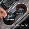 2Pcs Car Carbon Leather Water Cup Pad Anti-noise Coaster Mat For XC90 V90 V60 XC60 V40 S80 S60 S90 C40 XC40 V70 XC70 C30