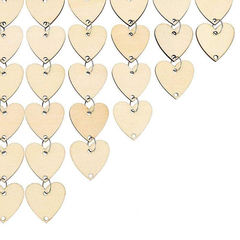 100pcs Wooden Heart Discs Slices Tag Metal Ring for Birthday Board Calendar DIY top sale