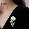 Daily Wear Brooch Women Blue Faux Crystal Jellyfish Shape Lapel