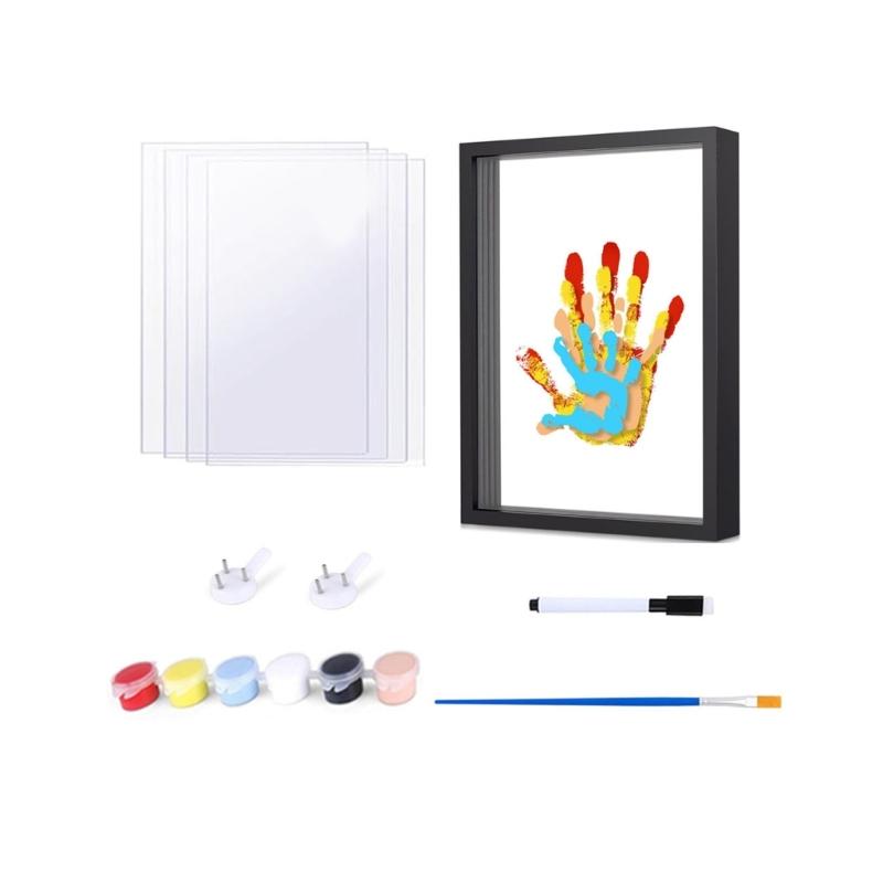 DIY Paar Familie Handabdruck Set Holz Kunstrahmen Acrylplatten Andenken Für Valentinstag Feiertagsgeschenk Und Heimdekorationen