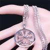 Viking Compass Norse Runes Amulet Necklace Men Pendant Trident Helm of Awe Vegvisir Scandinavian Necklace Jewelry Gifts