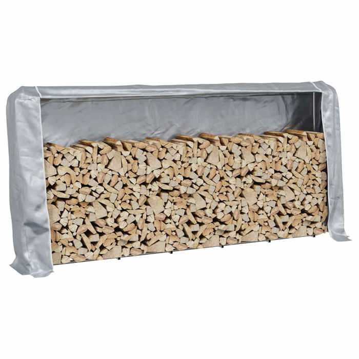 VidaXL Portant de bois de chauffage et housse de pluie acier galvanisé, stockage de bûches, porte-bûches de cheminée, 4100712