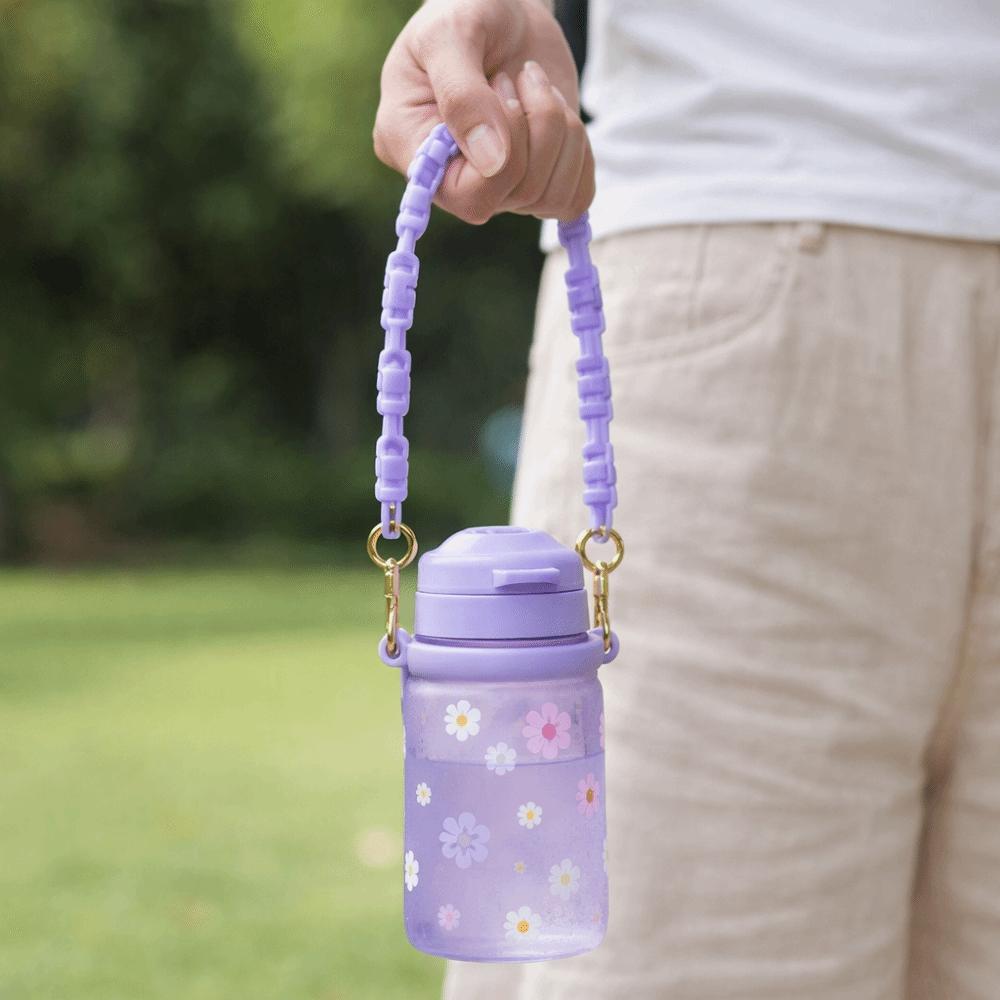 Silicone Material Water Bottle Handle Portable Design Flower Pattern Water Bottle Lanyard Durable Water Bottle Sling