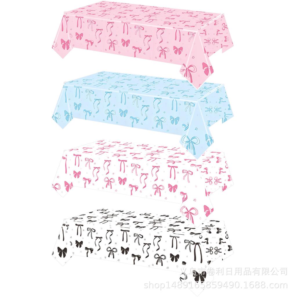 Bow Theme Party Supplies Bow Tablecloth Party Decoration Arrangement Props Tablecloth Atmosphere Tablecloth
