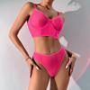 New Fashion Sexy Underwear Fish Bone Contrast Mesh Sexy Perspective Gathering Lingerie Set