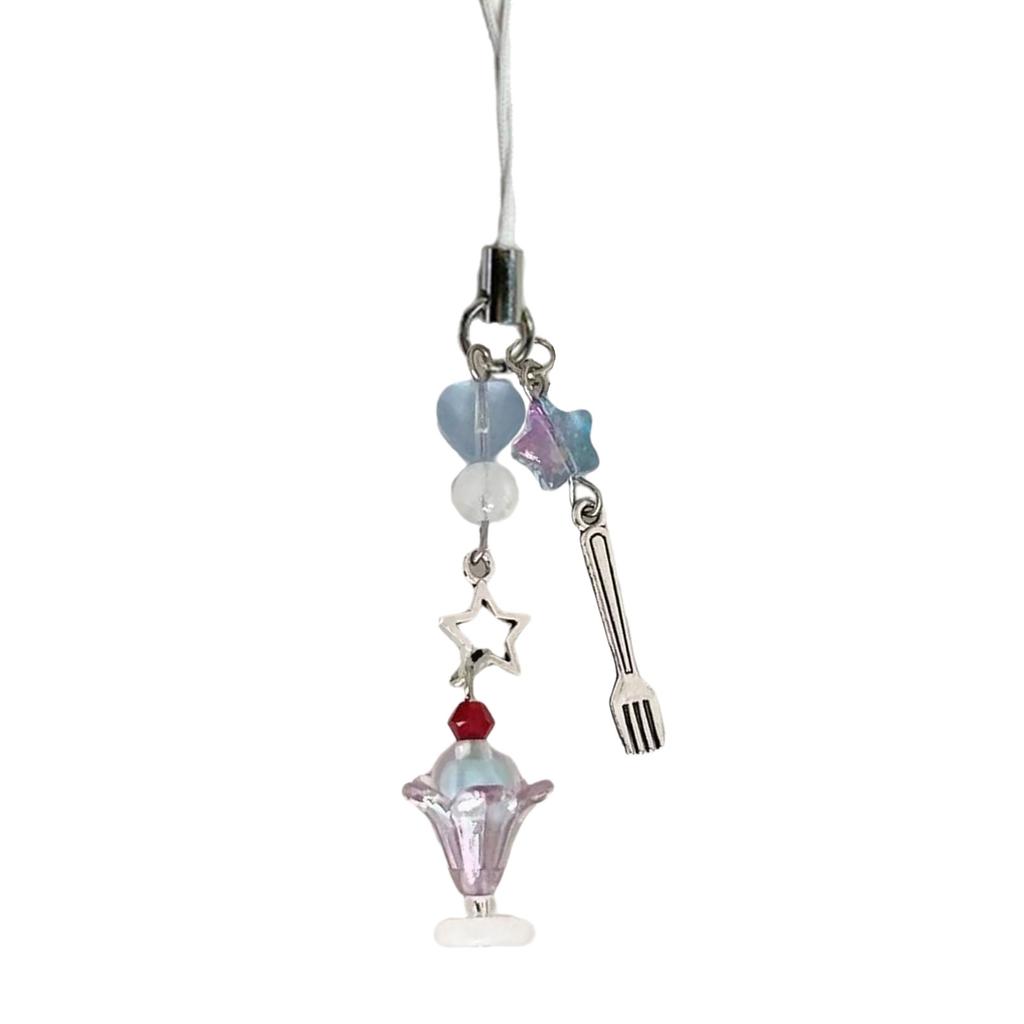 Ice Cream Theme Phone Lanyard Multifunctional Phone Strap Bag Pendant Resin Texture for Fashion Youthful Individuals