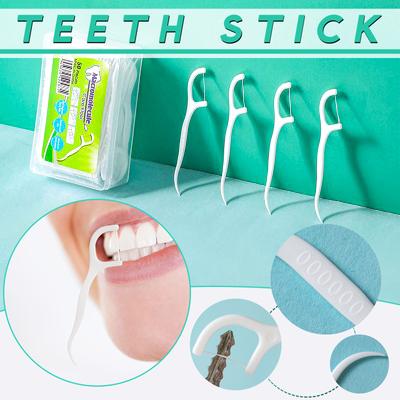 50 Ferramentas de limpeza de dentes de plástico descartáveis de alta resistência em caixa doméstica