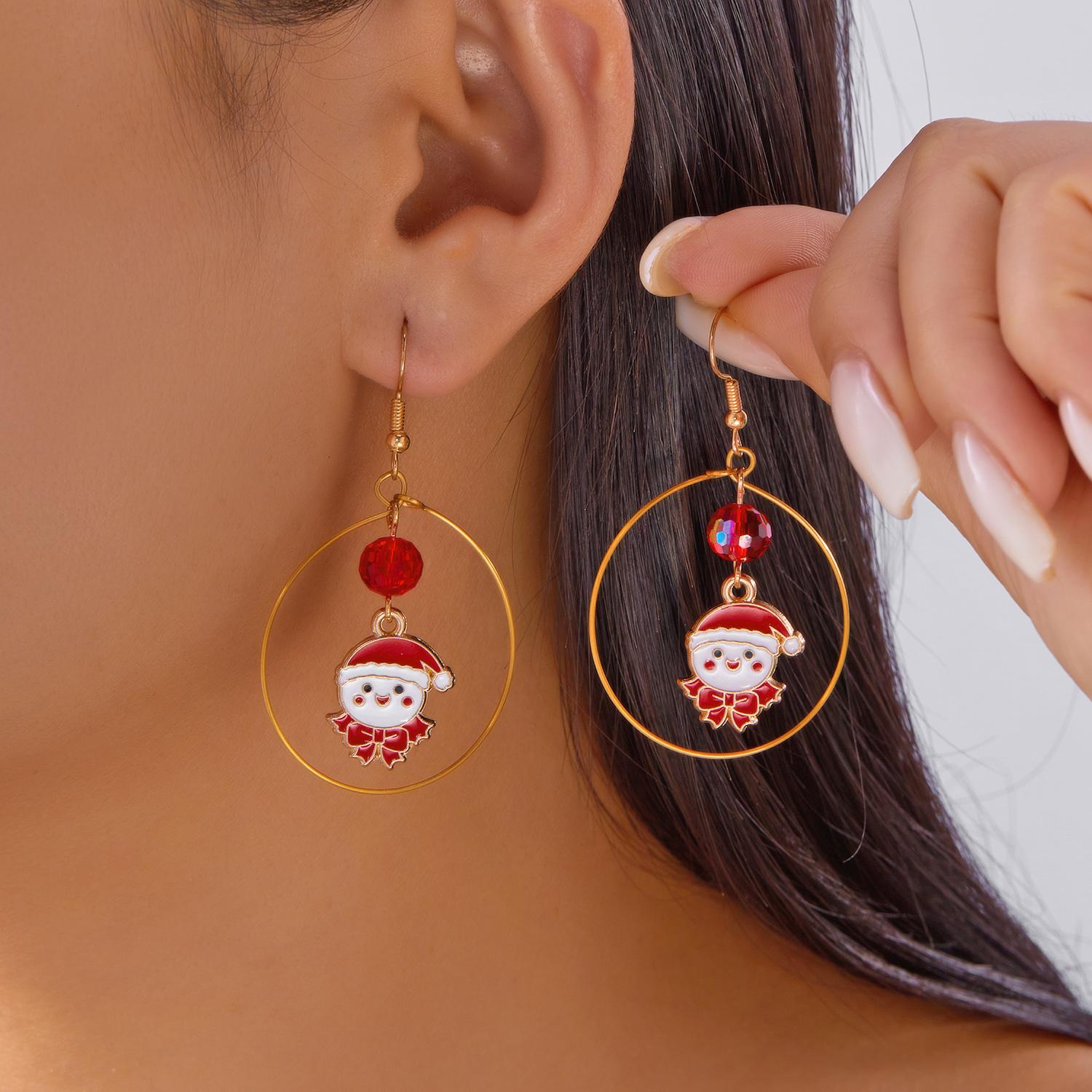 

Christmas Snowflake Bell Drop Earrings for Women Fashion Xmas Tree Box Snowman Crutch Round Earring Festival Party Jewelry Gift