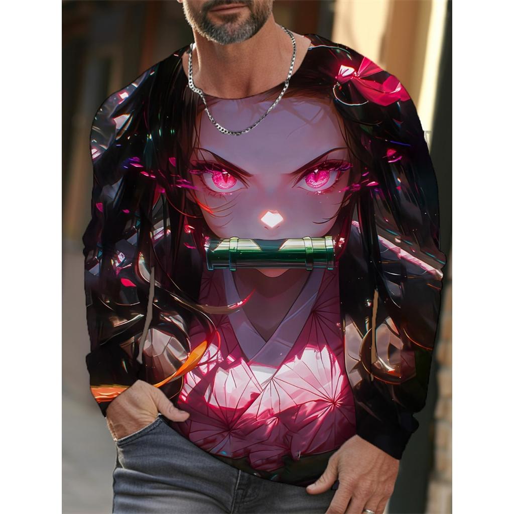Men's Long-sleeved T-shirt 3D Printing Animation HD Pattern Printing Men's Long-sleeved T-shirt Autumn Tops Casual T-shirt