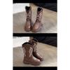 Autumn New Vintage Embroidered Mid-cut High Boots