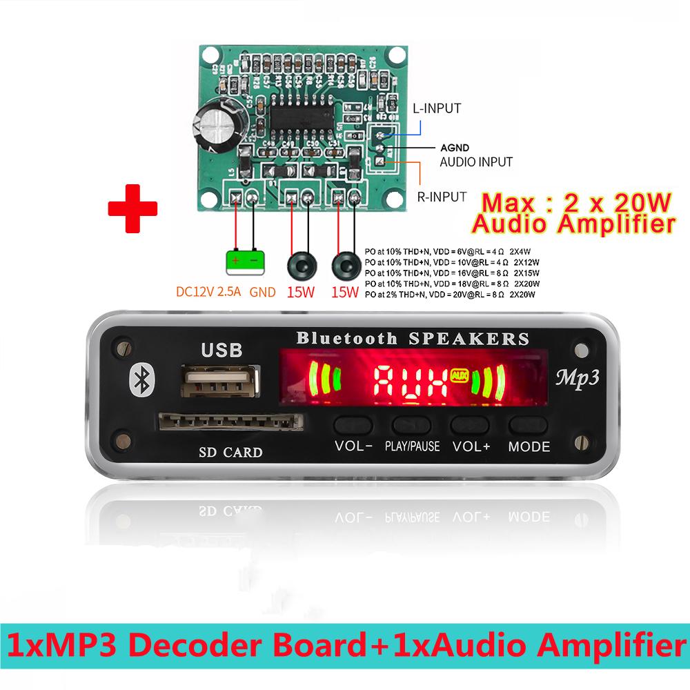 Car MP3 Player Bluetooth WMA Decoder Board 5V/12V Wireless Audio Module Support USB SD AUX FM Car Radio Module with Color Screen