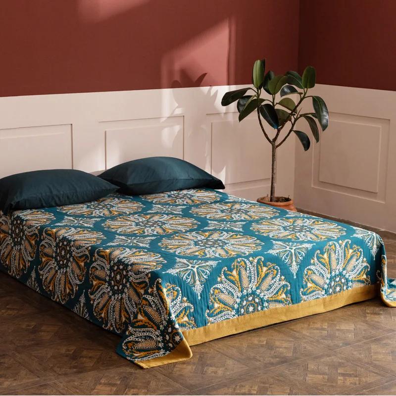 Pătură din bumbac Bohemia pentru paturi prosop de canapea etnic pătură moale și cuvertură din tifon respirabil, cuvertură rece cuvertură de pat king size