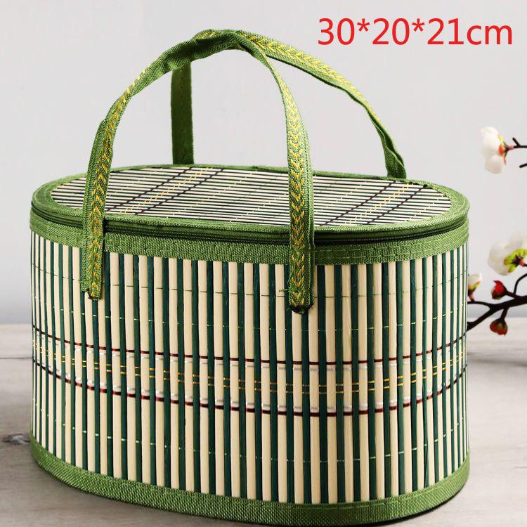 New bamboo basket gift box Dragon Boat Festival rice dumpling packaging box crab gift box egg souvenir silk flower