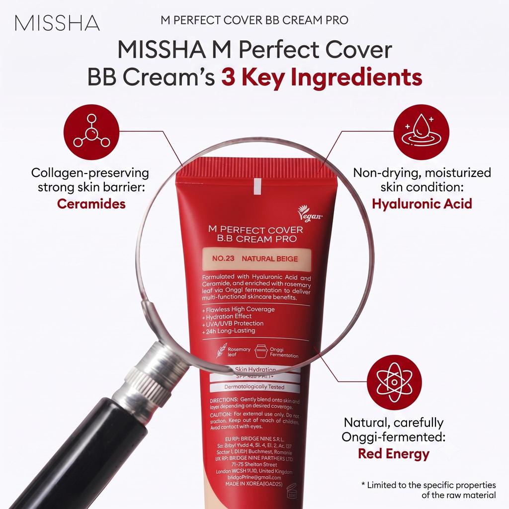 MISSHA M Perfect Cover BB Cream Pro SPF42 PA+++ 50ml (4 Options)