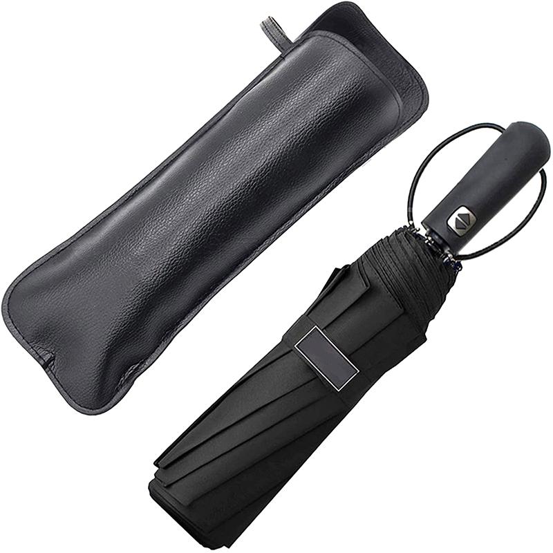 Black Pu Leather Umbrella Cover Case Portable Waterproof Umbrella Storage Pocket Water Absorbent Umbrella Bag Ultrafine