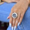Moss Agate Vintage Inspired Ring, Sterling Silver Moss Agate Ring for Women, Huge Bohemian Fashion Ring, Bridesmaid Gift, Gift for Her
