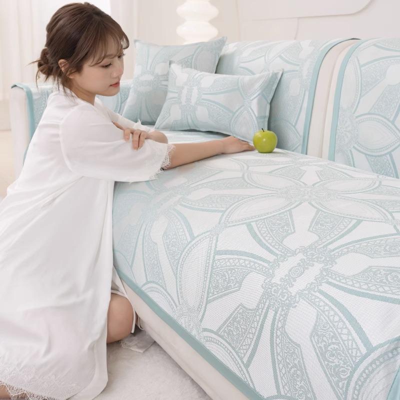 Summer Summer Summer Mat Sofa Cushion High -End Non -Slip Ice Silk Cushion Light Luxury Modern Sofa Cover Cover Cloth