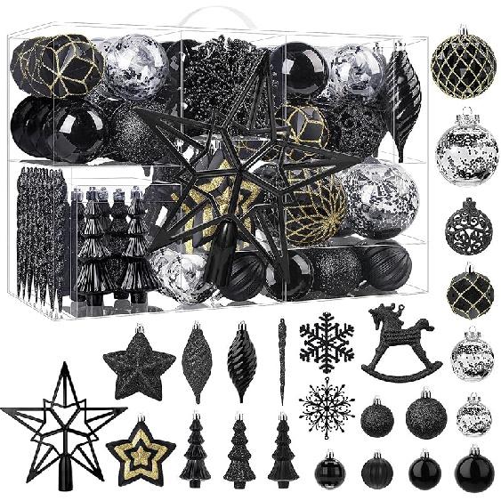 SHareconn 100pcs Christmas Tree Decorations Ornaments Set, Shatterproof Plastic Baubles Decorative Balls for Xmas Tree Decor Holiday Wedding Party,