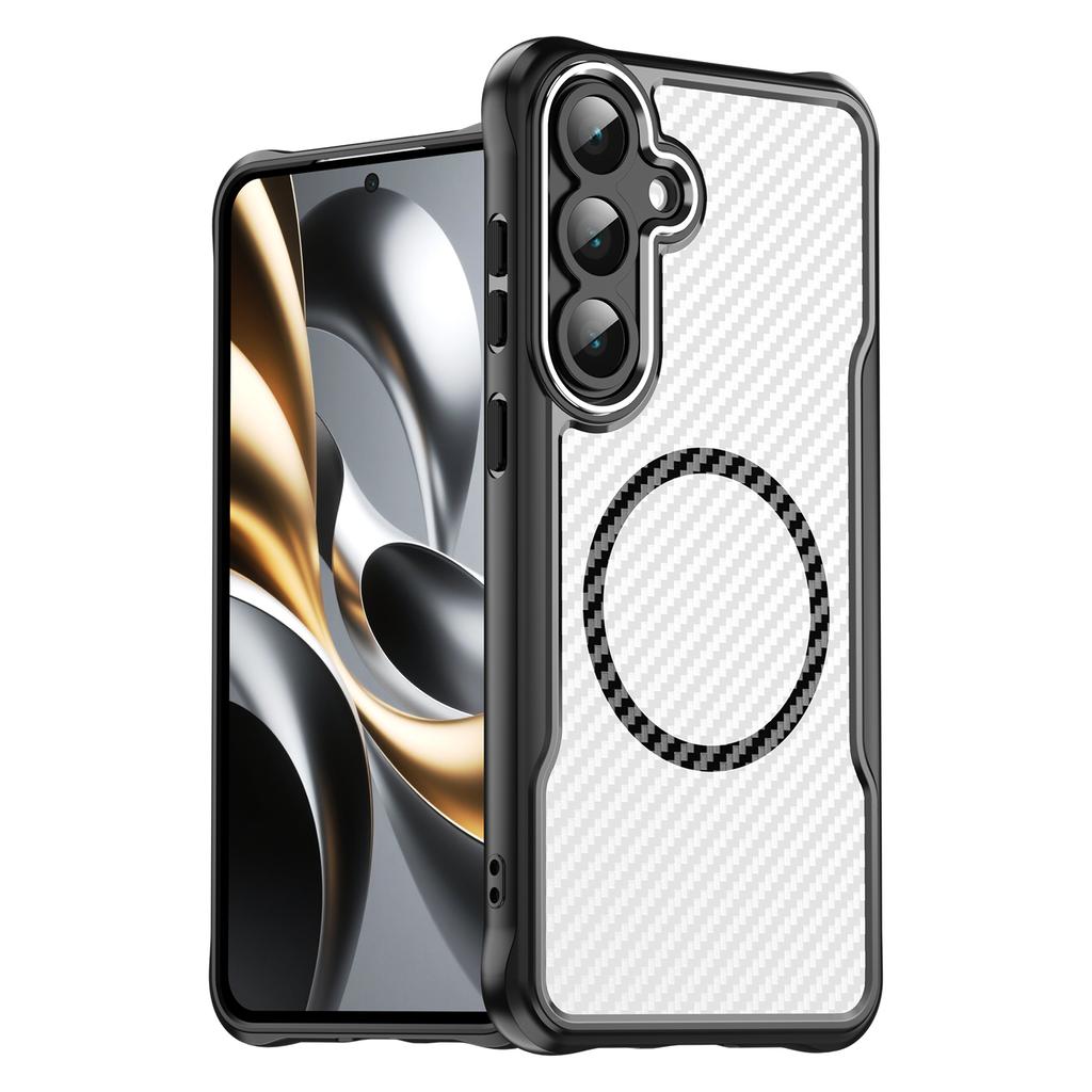 Für Samsung Galaxy S25 FE Hülle Kompatibel mit MagSafe Hybrid Handyhülle Kohlefaser
