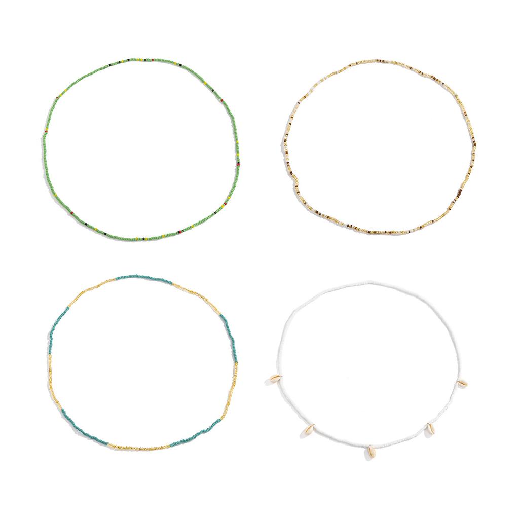 Trend Mixed Color Rice Bead Waist Chain Women, Beach Vacation Wind Shell Pendant Body Chain Set