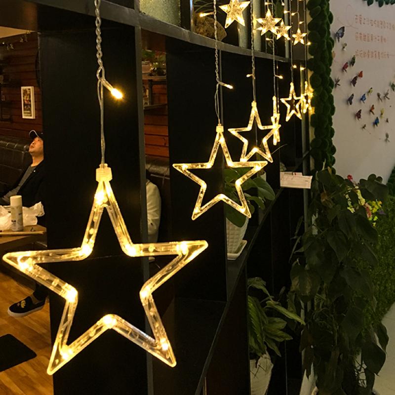 Dize Lamba Renkli Lamba Kolye LED Romantik Yaratıcı Modelleme Perde Işık Pentagram Perde Işık 6 Büyük 6 Küçük