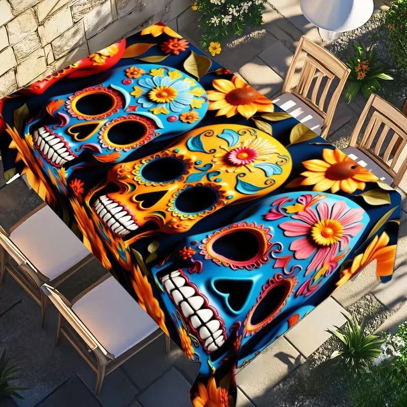 Day of The Dead Rectangle Table Cloth for Table Decor Kitchen Dining Waterproof Reusable Tablecloth for Tables Party Picnic
