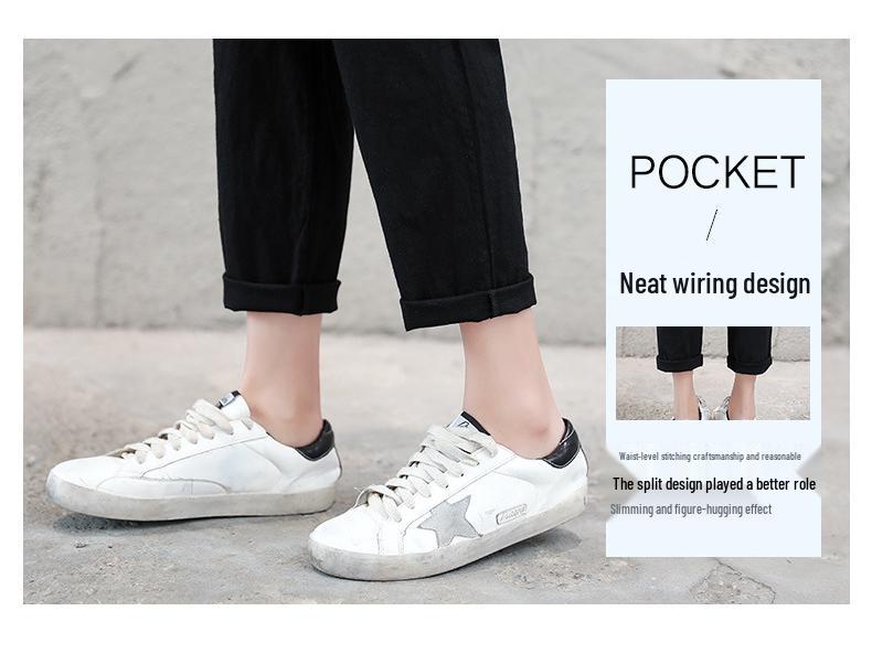 Damen Baumwollleinen Haremshose - Frühling/Herbst, Casual, Leicht, Petite, Gekürzt, Sieben/Achtel-Länge.