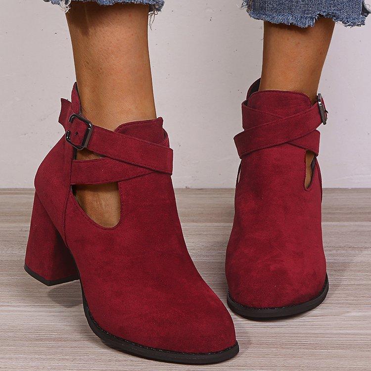 Winter Women's Boots Round Head Zipper Buckle High-heeled Women's Boots Short Boots Women's Shoes Mujer Women's Ankle Shoes