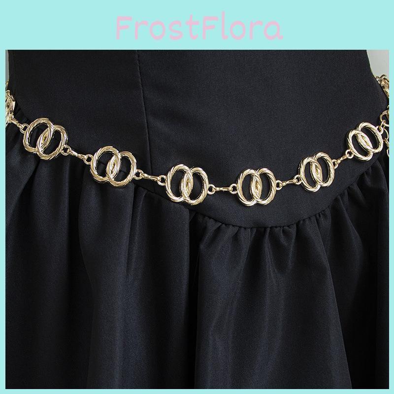 Women Double Metal Ring Waist Chain Summer Stylish Jewelry Accessory Chain