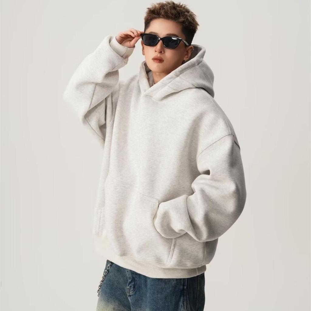 Men's Heavyweight Fleece-Lined Hooded Sweatshirt - Trendy Autumn/Winter Loose Streetwear Hoodie