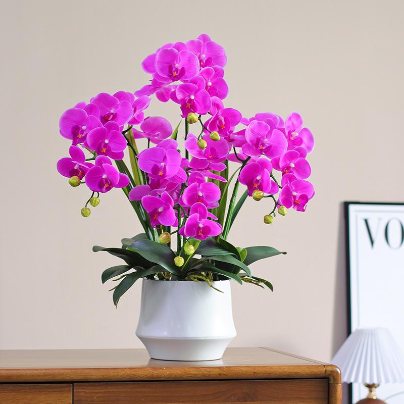 Haptik-PU Phalaenopsis Künstliches Blumengesteck für Wohnzimmer TV-Schrank Deko