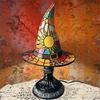 Gothic Halloween Night Light Witch Hat Lamp Handcrafted Resin Decor Mysterious Gothic Charm Ambient Glow