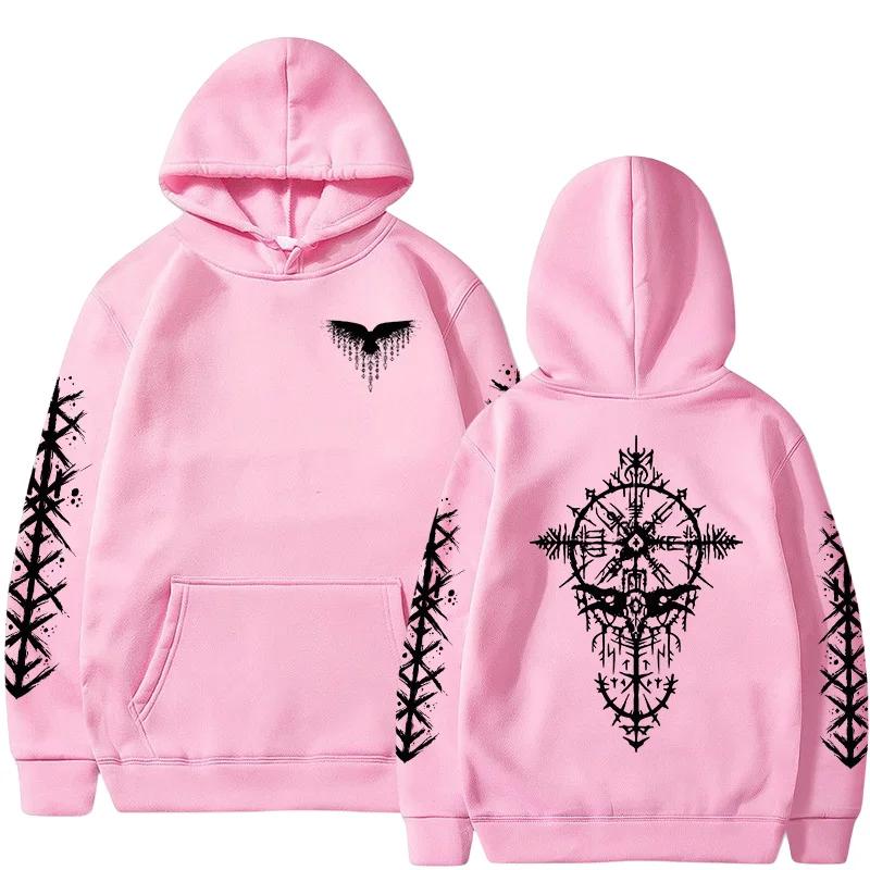 2025 Hot Sale Hoodie for Man Autumn Winter Daily Casual Sporty Jogging Sweatshirt Raven Rune Pattern Fashion Pullover