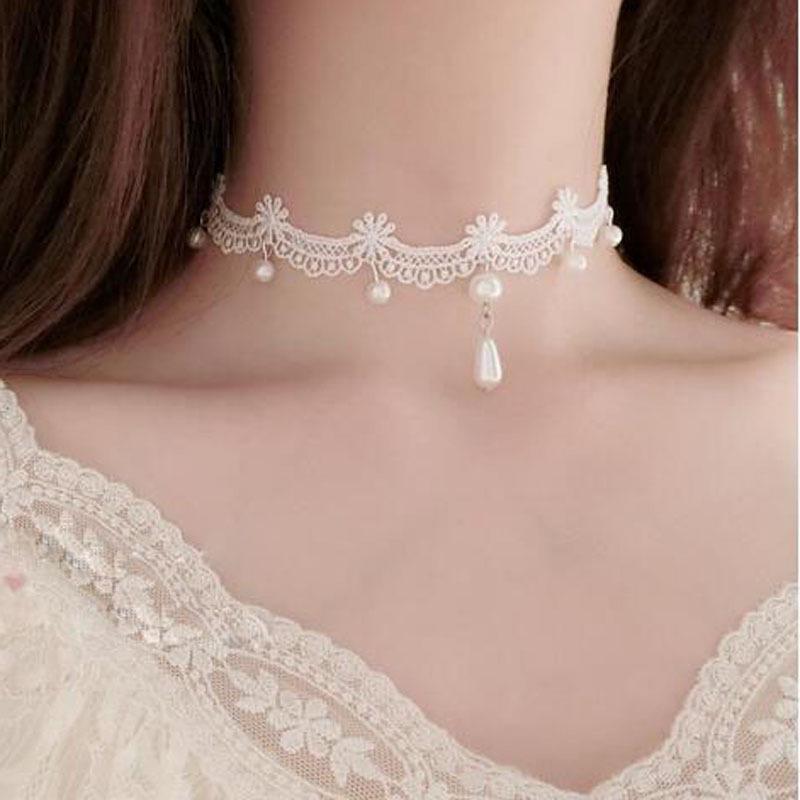 Gothic Punk Lace Choker Necklace For Women Teens Girls Rivet Heart  Collar Necklace Rock Fashion Jewelry Gifts Party  Necklace