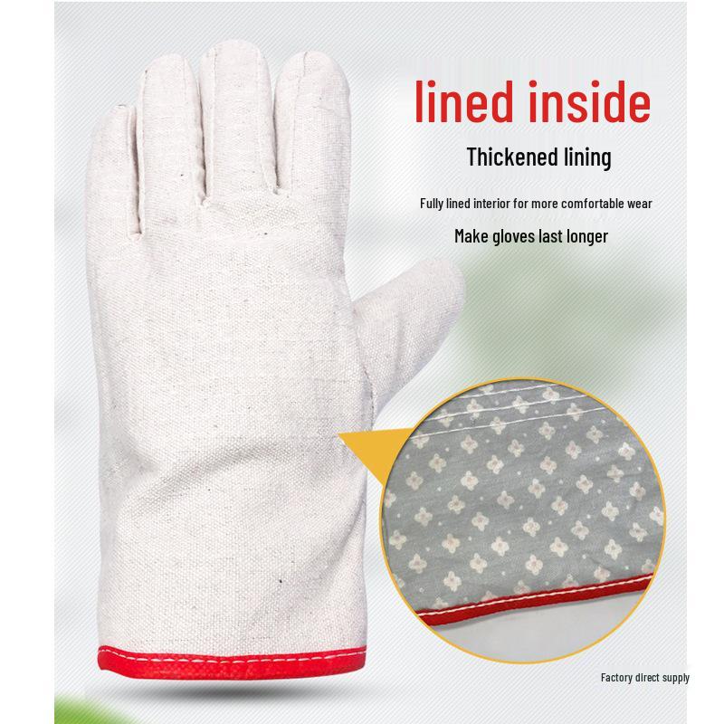 Double-Layer Canvas Welding Gloves - 24-Stitch Wear-Resistant, Fully Lined for Mechanical & Industrial Protection