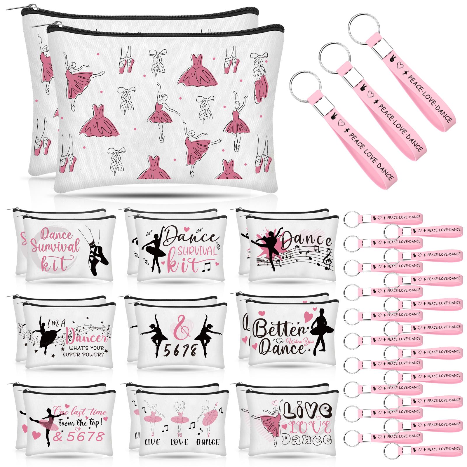 40 Pcs Ballet Dancer Makeup Bag Dance Gifts Bulk Ballerina Makeup Bag Ballet Cosmetic Bag Travel Organizer Toiletry Bagpresent