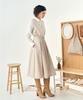 Pelimela Twill Two-Piece Long Dress Belt Set (Beige)