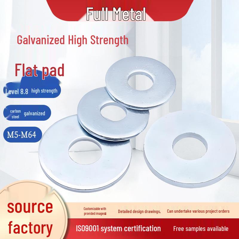 

High Strength Grade 8.8 Galvanized Carbon Steel Flat Washer for M5, M6, M8, M10 Screws Galvanized M5