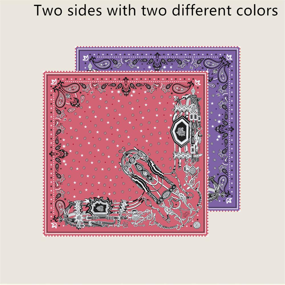New Hand Rolled Twill Silk Scarf Women Fashion Double Side Printed Square Scarves Wraps Echarpes Foulards Femme Hijab 53CM