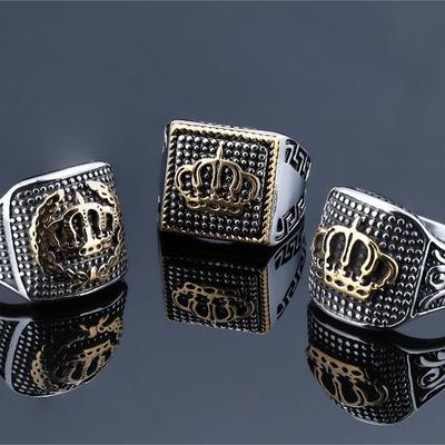 S925 Silver Ring Pitted Crown Shape Ring Men and Women Crown Noble Ring