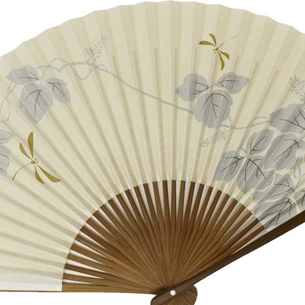 Folding Made In with a Karaki Wood Pearlescent Dragonfly Kyoto-style Fan, Japan, Frame, Finish, Design, 22.5 Cm, Scented, Double-sided.