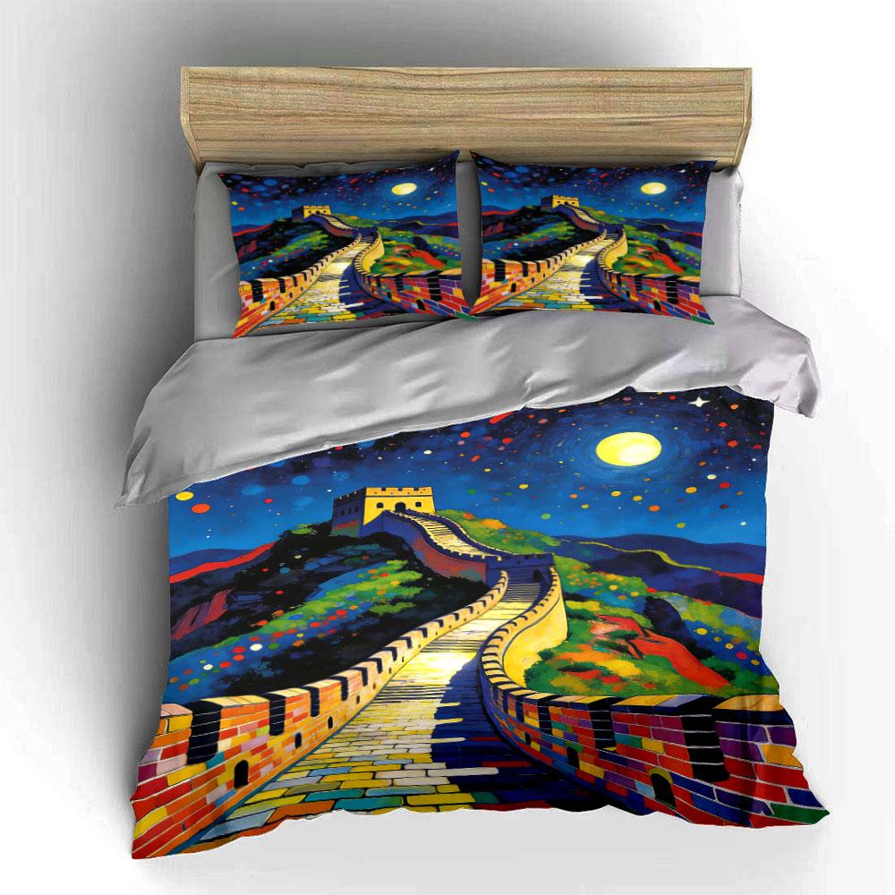 Great Wall under moon. Bedding sets Duvet cover sets Duvet covers Pillowcases(1 * Duvet Cover 2 * Pillowcases without duvet insert)