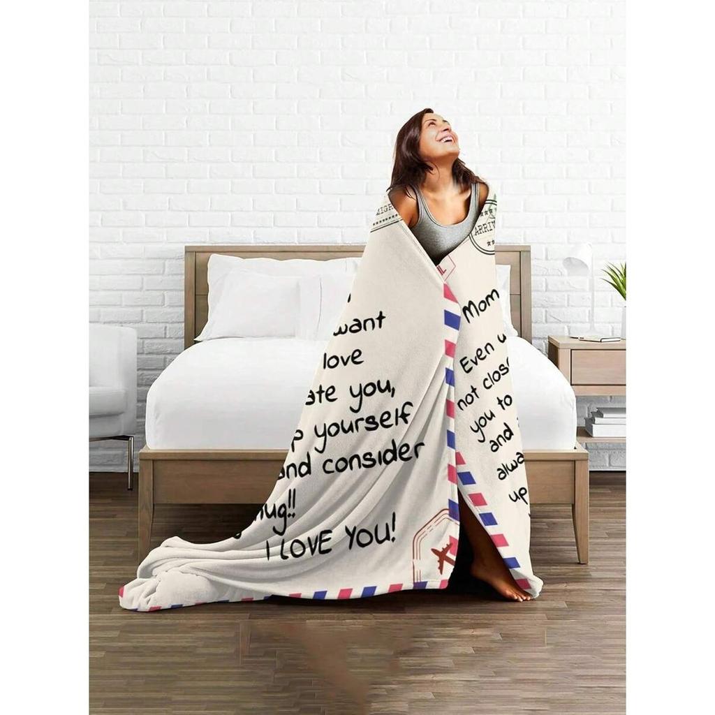 Soft Flannel Blanket Gifts For Mom From Daughter or Son I Love You Mom Blanket For Mother's Day Birthday Home Bed Sofa