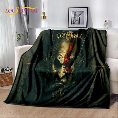 Dios de la Guerra Juego Gamers Kratos Manta de Felpa Suave, Manta de Franela Manta para Sofá de Sala de Estar Dormitorio Cama Cubierta de Picnic Niño